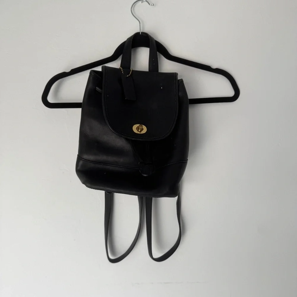 Vintage Coach Black Leather Backpack